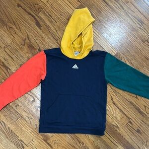 Adidas Colorblock Hoodie with Yellow, Red, and Green